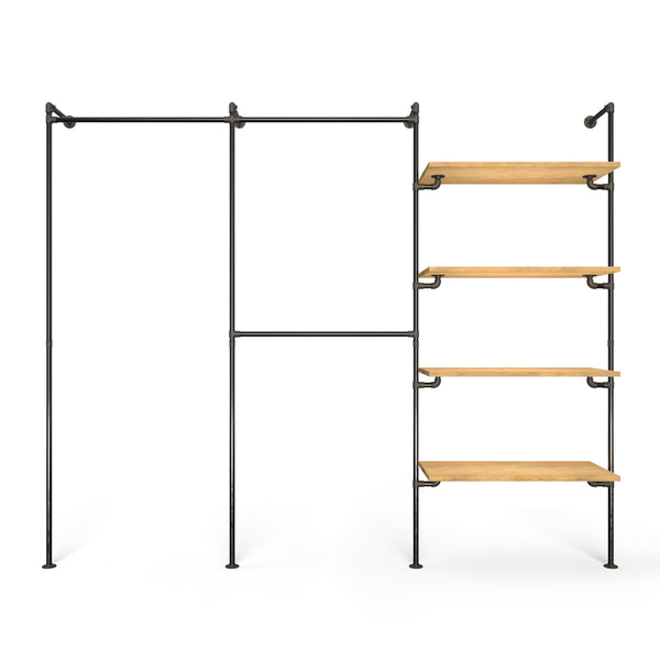 Original Walk-In penderie 3 colonnes - (1 rail / 2 rails / 4 étagères)