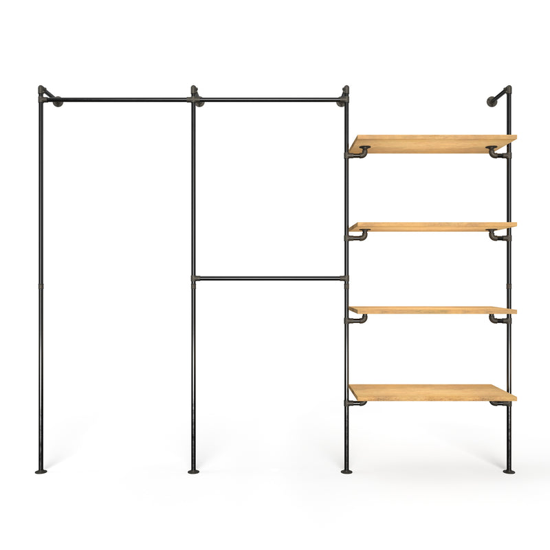 Original Walk-In penderie 3 colonnes - (1 rail / 2 rails / 4 étagères)