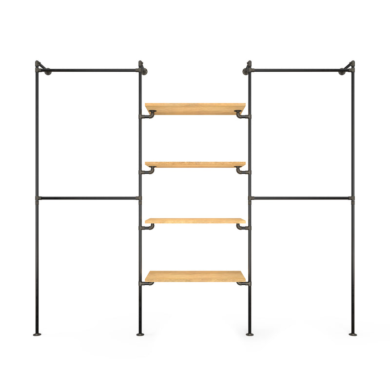 Original Walk-In penderie 3 colonnes - (2 rails / 4 étagères / 2 rails)