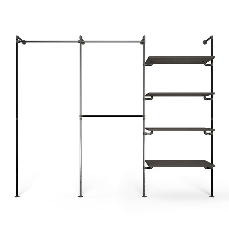 Original Walk-In penderie 3 colonnes - (1 rail / 2 rails / 4 étagères)