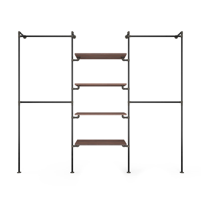 Original Walk-In penderie 3 colonnes - (2 rails / 4 étagères / 2 rails)