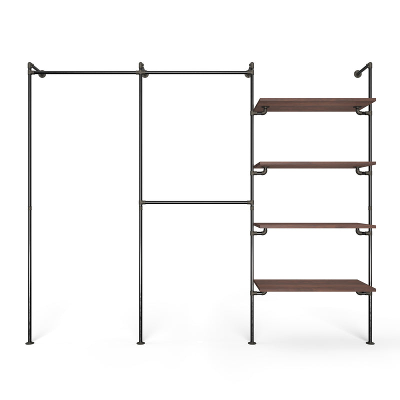 Original Walk-In penderie 3 colonnes - (1 rail / 2 rails / 4 étagères)