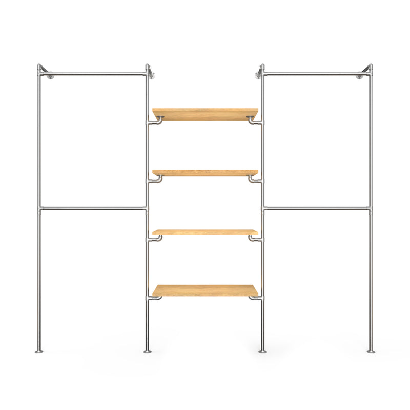 Original Walk-In penderie 3 colonnes - (2 rails / 4 étagères / 2 rails)