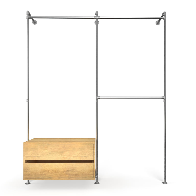 Original Walk-In 2 colonnes penderie avec commode - (1 rail + 1 commode / 2 rails)