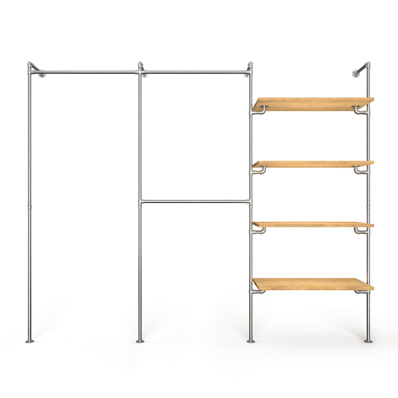 Original Walk-In penderie 3 colonnes - (1 rail / 2 rails / 4 étagères)