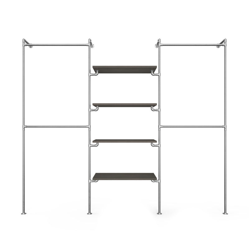 Original Walk-In penderie 3 colonnes - (2 rails / 4 étagères / 2 rails)