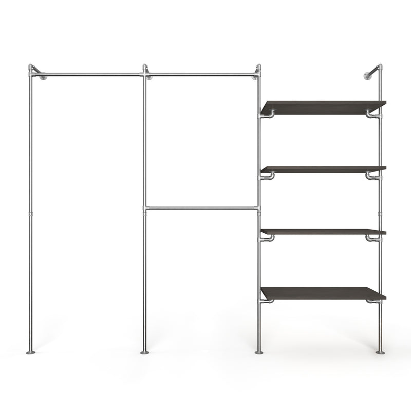 Original Walk-In penderie 3 colonnes - (1 rail / 2 rails / 4 étagères)