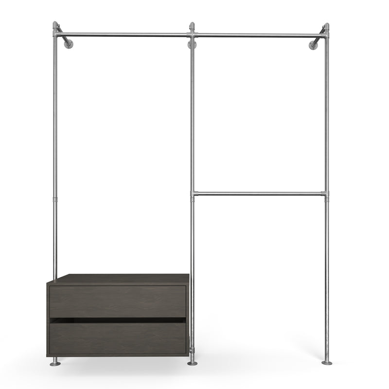 Original Walk-In 2 colonnes penderie avec commode - (1 rail + 1 commode / 2 rails)