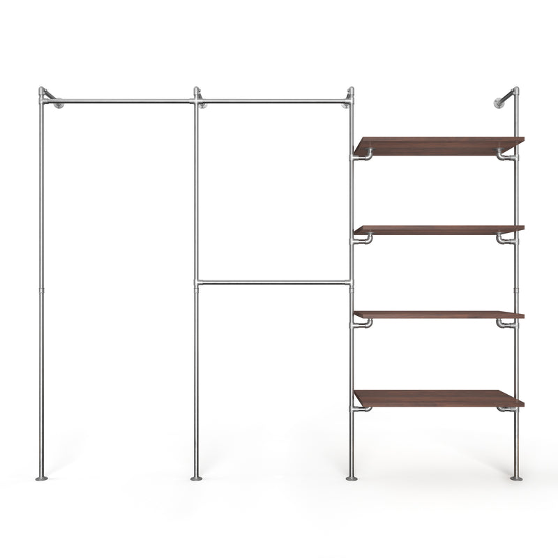 Original Walk-In penderie 3 colonnes - (1 rail / 2 rails / 4 étagères)