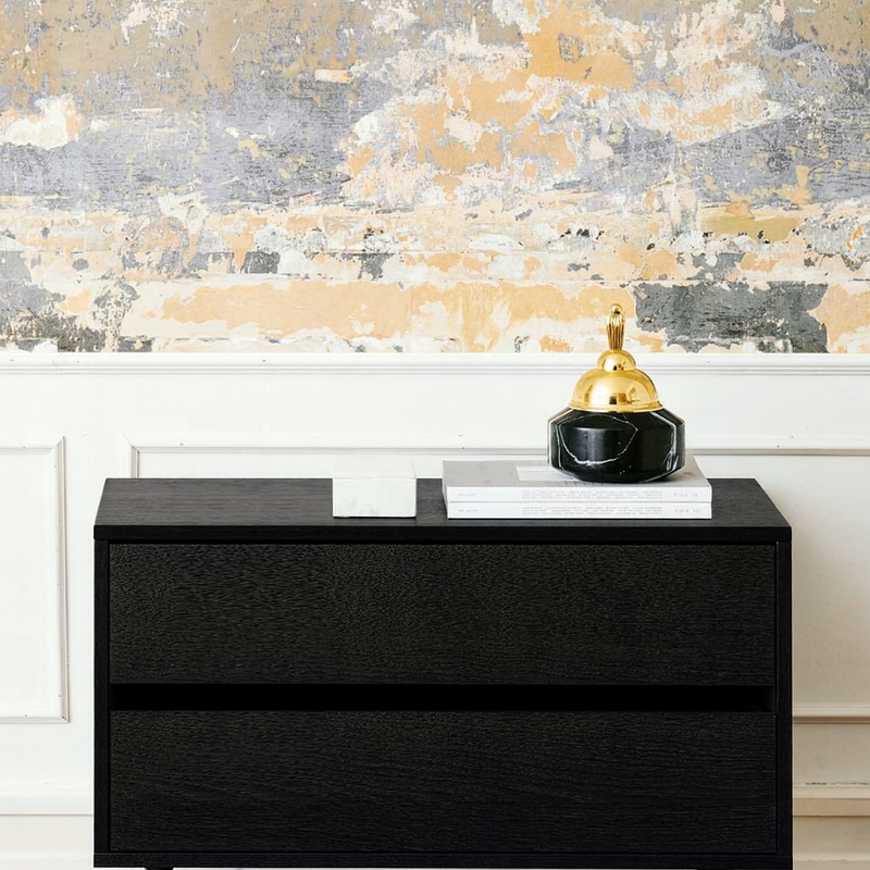 Dresser in black oak with 2 drawers single